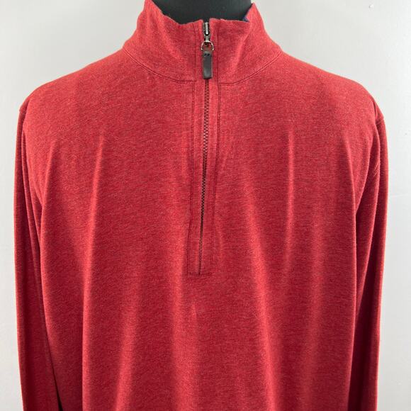 J. McLaughlin Red Long Sleeve Pima Cotton Blend Mock Neck Pullover Top Size XL - Picture 2 of 7